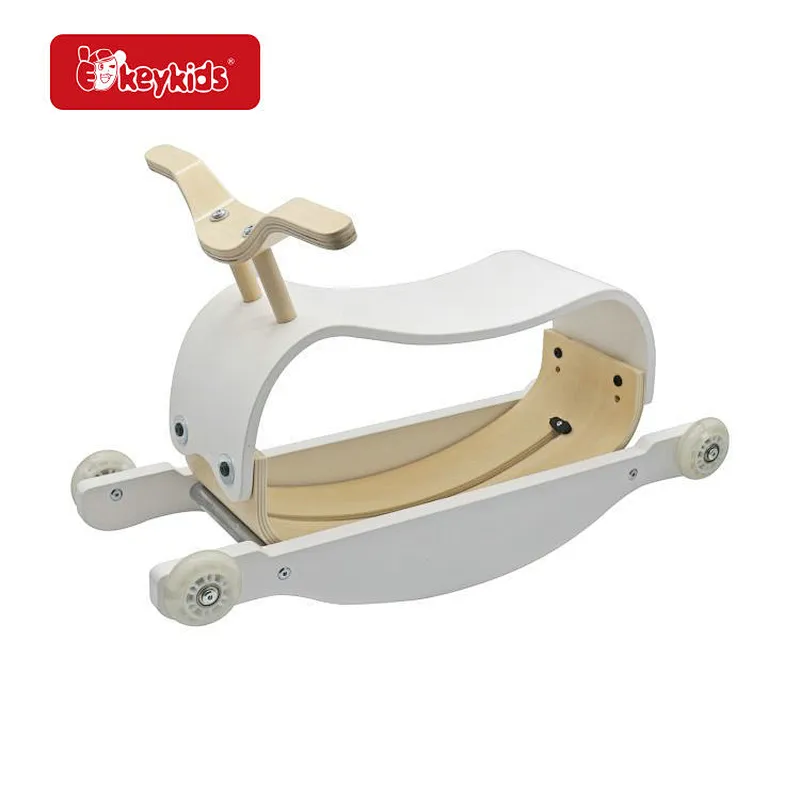2 In 1 Kids Educational Balance Ride On Toy Wooden Rocking Horse With Wheels W16B020