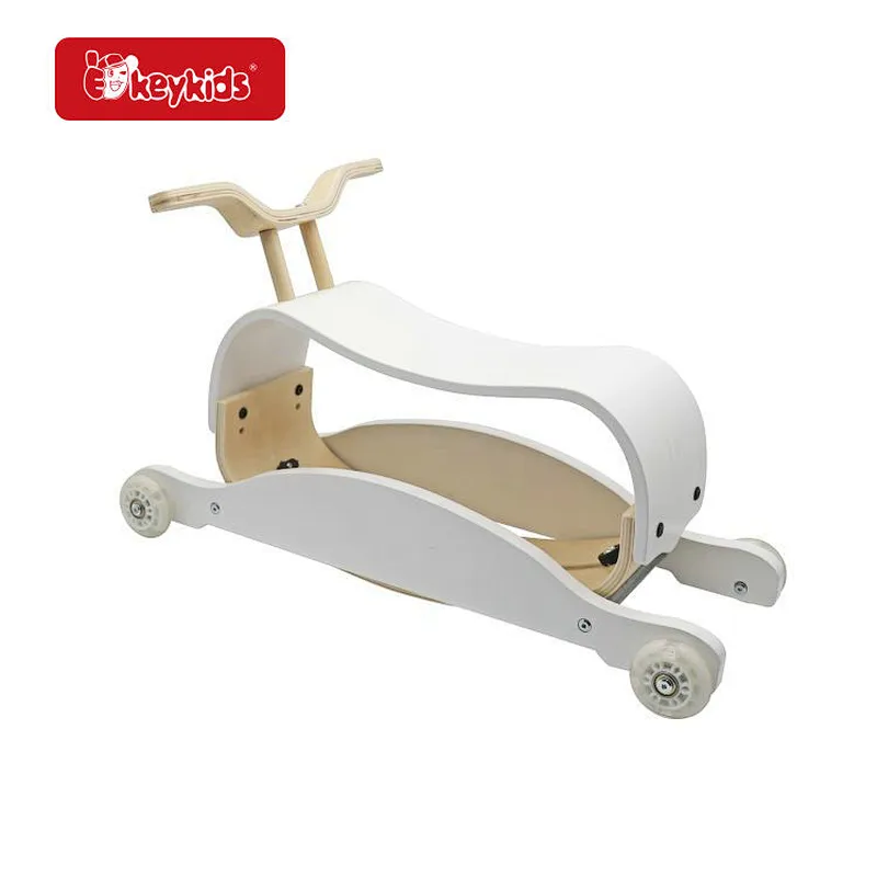 2 In 1 Kids Educational Balance Ride On Toy Wooden Rocking Horse With Wheels W16B020